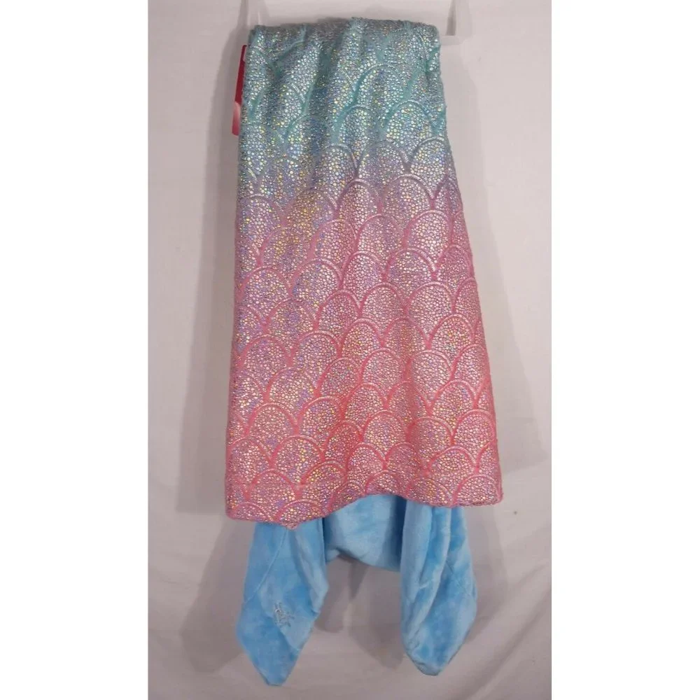 Justice Girls Wearable Mermaid Tail Blanket Rainbow Ombre Shimmery Soft NEW NWT